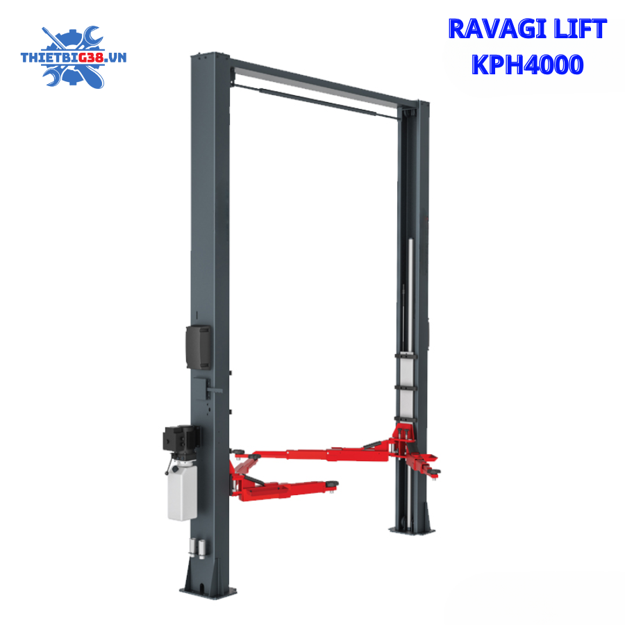 Cầu nâng 2 trụ Ravagi lift KPH4000 - 4 tấn, giằng trên, giật 1 bên
